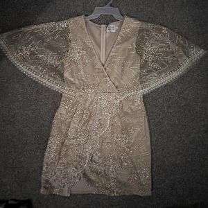 Beige jeweled dress